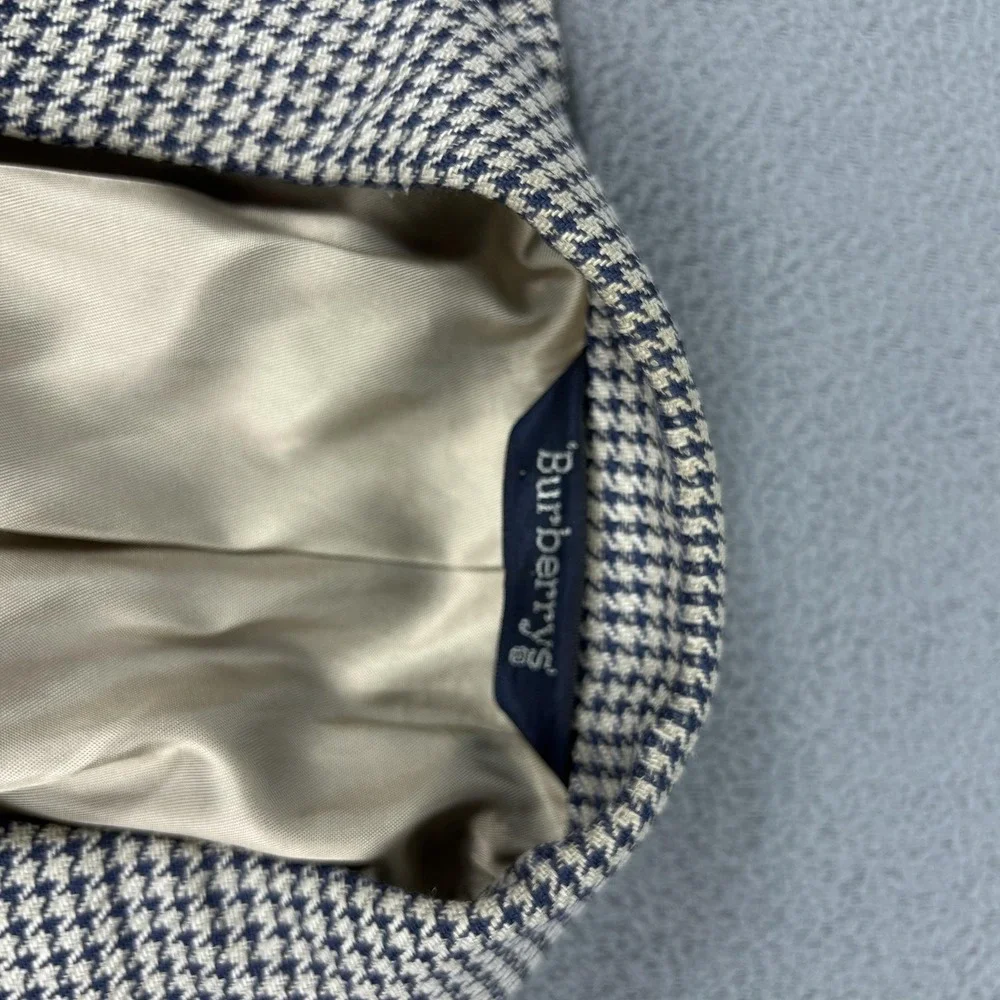 Vintage Burberrys Blazer‎ Mens 46 Navy Gray Houndstooth Sport Coat 2 Button 90s